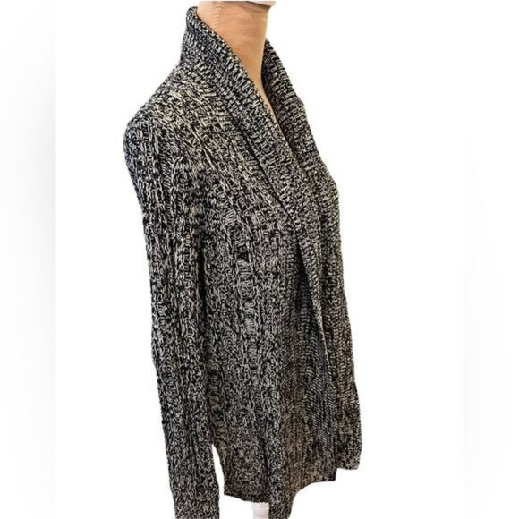 Anthropologie Long Oversized Knit Cardigan Black White Relaxed Fit Size Small - Picture 4 of 9